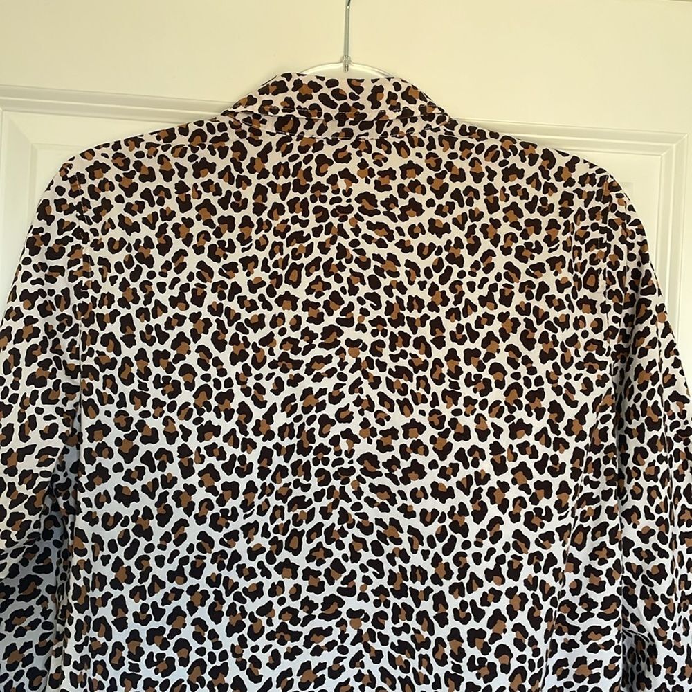 Talbots Leopard Print Button Down Cotton Stretch … - image 8